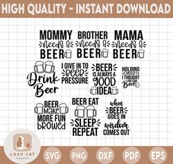 Beer SVG Bundle, Funny Quotes svg, Alcohol svg, Drinking svg, Dad svg, Mommy svg, Beer mug svg, Beer stein svg