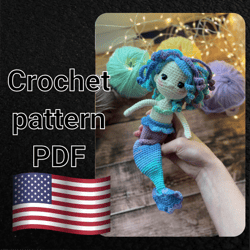 Crochet Doll Pattern-Mermaid, (A crochet doll with 2 look, mermaid or little girl) amigurumi doll tutorial, gift for gir