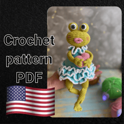 Frog in Amigurumi Dress Crochet PDF Pattern , Crochet patterns