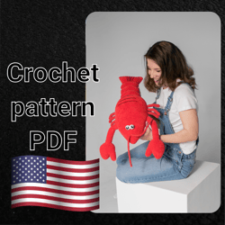 Lobster Crochet Pattern PDF Soft Toy Interior Pillow decoration for home