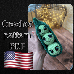 Funny peas in a pod Crochet pattern Amigurumi food Toy for kids