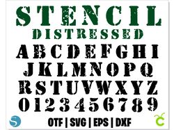Stencil Distressed Font SVG, Stencil Font OTF, Stencil letters SVG, Military font, Stencil font cricut svg, Army font
