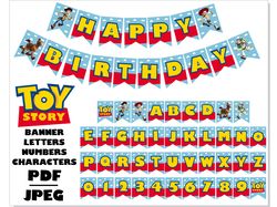 Toy Story Birthday Printable Banner PDF | JPEG, Toy Story Happy Birthday BANNER LETTERS NUMBERS, Toy Story Birthday