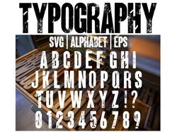 Typographic distressed font vector | Letterpress wood font, Typographic font, retro alphabet svg, Distressed letters svg