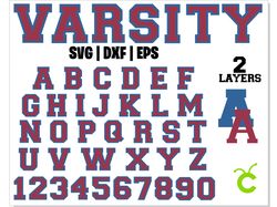 Varsity Font vector SVG Cricut Layered blue red 2 layers | Varsity font svg, Varsity letters SVG, Varsity alphabet SVG