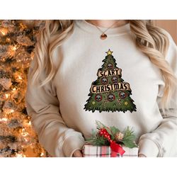Cute Christmas Sweatshirt,Scary Christmas Shirt,Skeleton Skull Xmas Tree Shirt,Funny Christmas Shirt,2022 Merry Christma