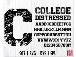 College Distressed font OTF | Varsity Distressed font letters numbers SVG, College Grunge font SVG Varsity Distressed