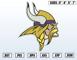Minnesota Vikings  Embroidery Designs, NCAA Logo Embroidery Files, Machine Embroidery Pattern, Digital Download