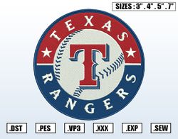 Texas Rangers Embroidery Designs, MLB Logo Embroidery Files, Machine Embroidery Design File, Instant Download