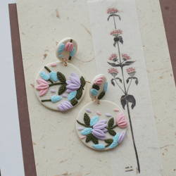 Handmade flower pattern vintage polymer clay earrings for women girls