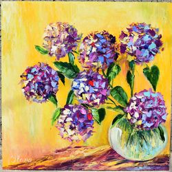 Bright interior painting with flowers. Impasto painting. Original painting.