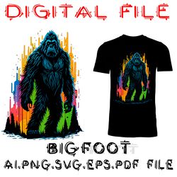 Bigfoot Grafiti Colorful Background AI.SVG.EPS.PDF.PNG DOWNLOAD DIGITAL SUBLIMATION FILES
