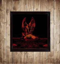 sathanuz, modern dark art print.  beautiful gloomy artwork. unusual modern occult painting. dark poster with devil836.