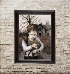 living in the past. abandoned house wall decor. gothic illustration. beautiful print in post-apocalyptic style. 820.
