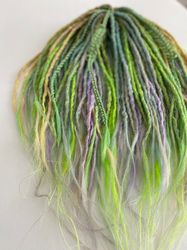 Synthetic Unicorn dreads extensions, Green DE dreadlocks and braids