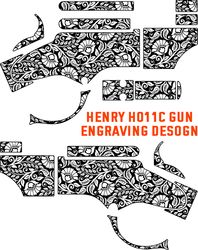 Henry H011C gun floral patterns svg cnc fiber laser engraving file