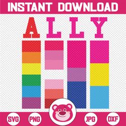Proud Ally Pride Rainbow LGBT Ally Svg, Gay Ally, Pride Month PNG, Rainbow Hearts Design, Rainbow Sublimation