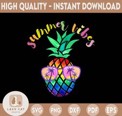 Summer Vibes Pineapple sublimation designs downloads, Pineapple with sunglasses png, digital download, summer sublimatio