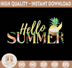 Hello Summer Watermelon Pineapple Banana PNG Summer Sublimation PNG Summer Watermelon Cute Digital Download Image