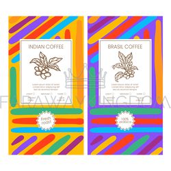 COFFEE PACKAGING AFRICAN LINES Abstract Vintage Templates