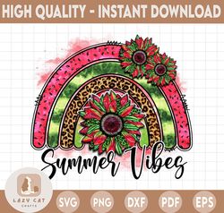 Summer Vibes Rainbow PNG, Sublimation Print, Direct Print File, Summer Sublimation PNG, Vintage Retro Print, Hippie PNG