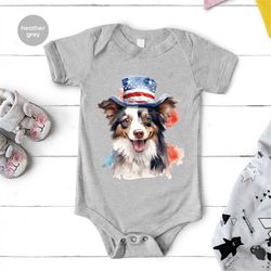 Funny Dog Youth Shirts, American Flag Graphic Tees, Trendy 4th of July Onesie, Baby Bodysuit, Independence Day Toddler S