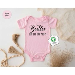 Besties Just Like Our Mamas Baby Onesie, Baby Shower, Organic Cotton BFF Baby Bodysuit, Best Friends Personalized, Natur