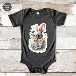 Baby Girl Onesie, Cute Easter Shirts, Easter Gifts for Kids, Toddler Bunny Outfit, Floral Youth Clothes, Baby Bodysuit,