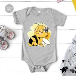 Cute Bee Onesie, Inspirational Toddler Shirt, Bee Graphic Tees, Kids Shirt, Bee Bodysuit, Floral Onesie, Birthday Shirt,