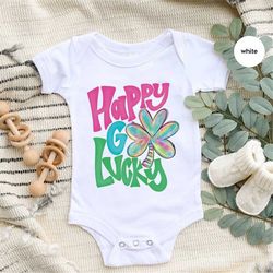 Cute Lucky Baby Bodysuit, St Patricks Day Toddler Shirts, St Patricks Day Gifts, Gifts for Kids, Four Leaf Clover Onesie