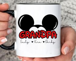 Custom Mickey Ears Grandpa Coffee Mug With Kids
