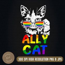 Retro Ally Cat Rainbow Sunglasses LGBT Png, LGBT Png ,Sublimation Download, Designs Download