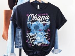 Cute Stitch Floral Ohana Means Family Shirt / L