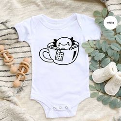 Kawaii Axolotl Kids Shirts, Cute Axolotl Baby Onesie, Axolotl Youth TShirts, Gifts for Kids, Axolotl Tea Baby Bodysuit,