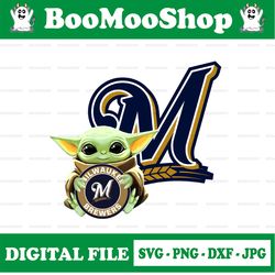 Baby Yoda with Milwaukee Brewers Baseball PNG,  Baby Yoda MLB png, MLB png, Digital Download