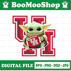 Baby Yoda with Houston Cougars Football PNG,  Baby Yoda png, NCAA png, Digital Download