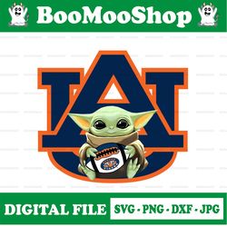 Baby Yoda with Auburn Tigers Football PNG,  Baby Yoda png, NCAA png, Digital Download,printing