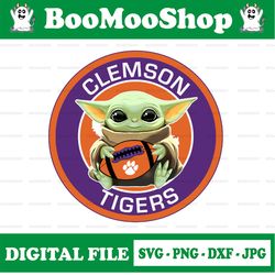 Baby Yoda with Clemson Tigers  Football PNG,  Baby Yoda png, NCAA png, Digital Download,printing