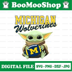 Baby Yoda with Michigan Wolverines Football PNG,  Baby Yoda png, NCAA png, Digital Download