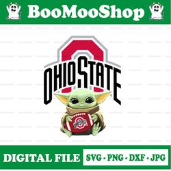 Baby Yoda with Ohio State Buckeyes Football PNG,  Baby Yoda png, NCAA png, Digital Download