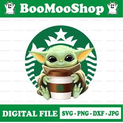 Baby Yoda with Starbucks Football PNG,  Baby Yoda png, NCAA png, Digital Download
