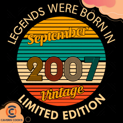 Legends were born in September 2007 Vintage Svg, B