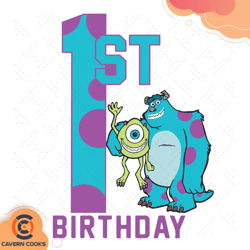 Pixar Monsters Mike & Sully 1st Birthday Svg, Birt