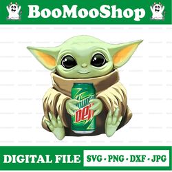 Baby Yoda with Mountain Dew PNG,  Baby Yoda png, Sublimation ready, png files for sublimation