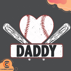 Daddy Softball Heart Svg, Fathers Day Svg, Daddy S