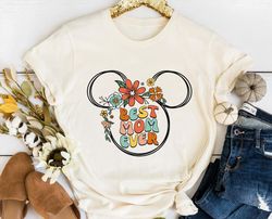 Retro 70s Floral Mouse Ears Best Mom Ever Shirt