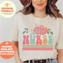 Cute Wildflowers Shirt Gift For Nurse, Nurse Shirt For Work, RN Nurse Shirt, Registered Nurse Shirt, Nursing School Tee,