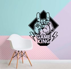 Game King, Computer Game, Game Play, Gamer, Joystick, Gamepad, Game Console, Wall Sticker Vinyl Decal Mural Art Decor