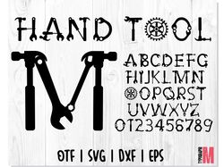 Hand Tool font OTF | Mr Fix font letters numbers SVG, Mr Fix It font SVG, Mr Fix alphabet SVG, Tool font