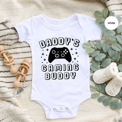 Toddler Boy Shirts, Gifts for Kids, Kids Graphic Tees, Funny Baby Bodysuit, Cute Gamer Gifts, Daddy's Gaming Buddy Onesi